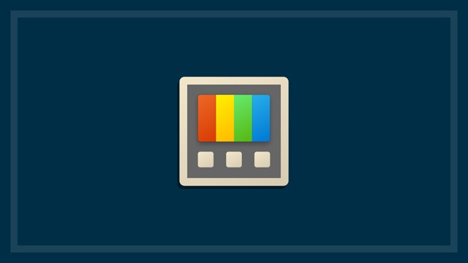 Closeup of the Microsoft PowerToys icon on a dark blue background